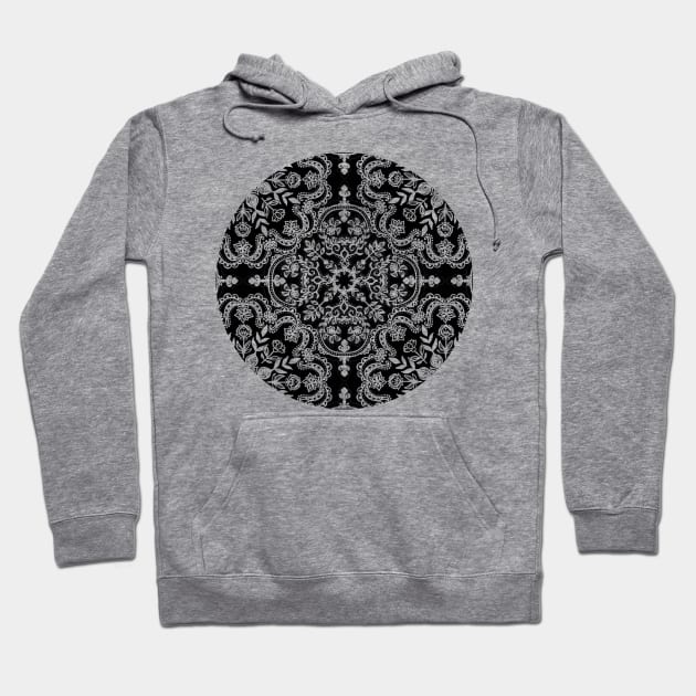 Black & White Folk Art Pattern Hoodie by micklyn